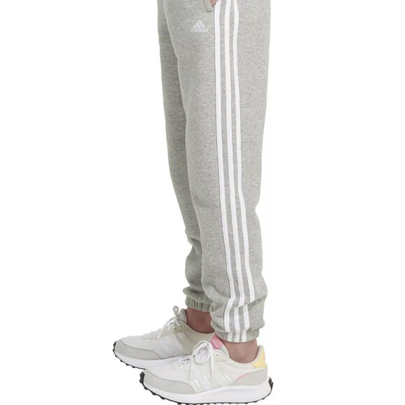 NWT adidas Girls' Elastic Waistband 3-Stripe Cotton Fleece Joggers - Picture 6 of 8